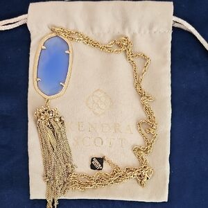Kendra Scott Gold Chain Necklace with Blue Pendant